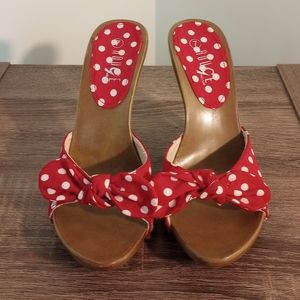 New Red & White Polka Dot Slip On size 5.5